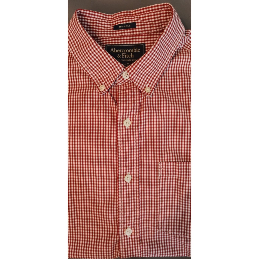 Mens shirt m Abercrombie Red Plaid button up Long Sleeve classic preppy y2k